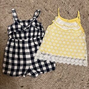 BUNDLE Toddler Girl Summertime Tank and Checkered Romper; 2T